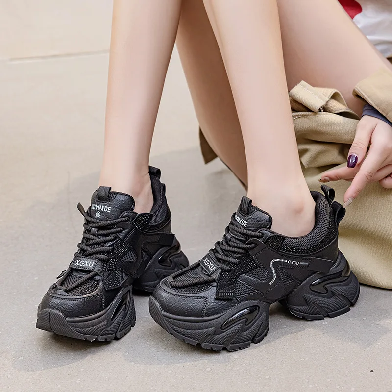 

Кроссовки на массивном каблуке 9 см, женские кроссовки на платформе, повседневная обувь, удобные модные кроссовки из натуральной кожи на осень и осень