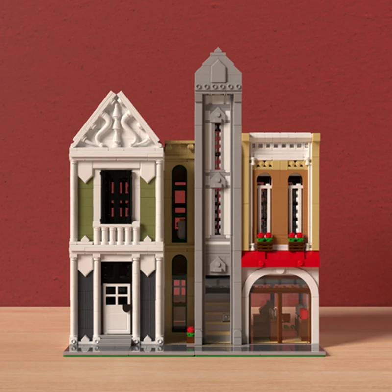City Street View Model MOC Building Bricks Mug Shop Architecture Modular Technology Children Holiday Gifts Assemble Toys Suit