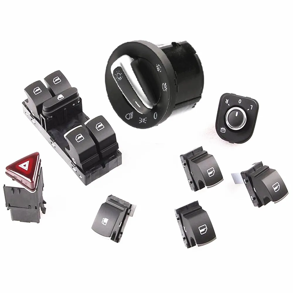 

Хромированный переключатель фары, боковое зеркало, складная ручка, набор стеклянных кнопок для VW Jetta MK5 Golf MK5 Rabbit 5ND959857 5ND 959 855