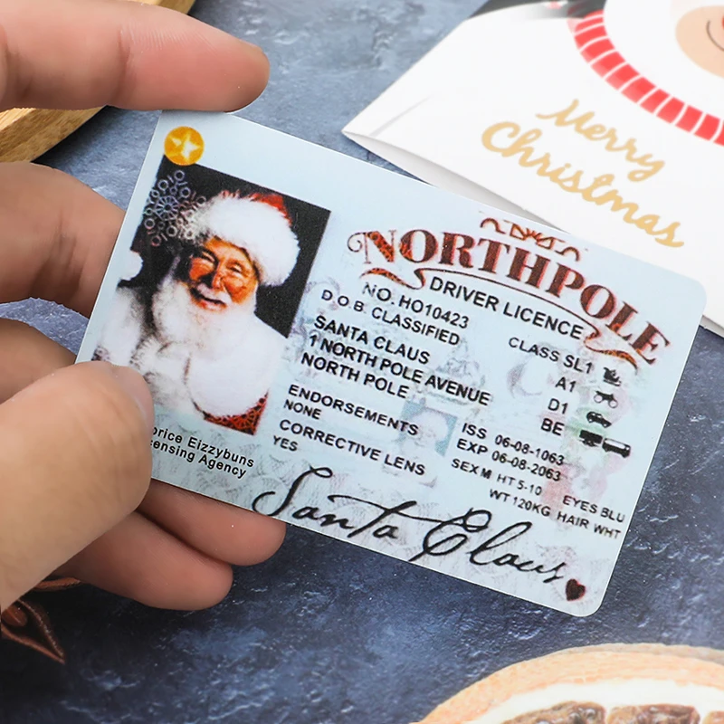 5-10 Cards Santa Claus Drivers Licence Merry Christmas Gift For Children Kids Favors 2025 New Year Party Decoration Supplies