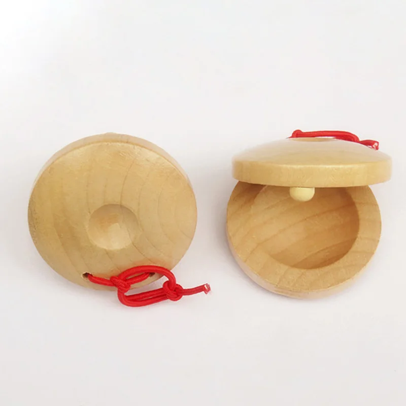 Wooden Percussion Instrument Finger Castanets Wood Castanets Musical Instrument For Percussion Toy