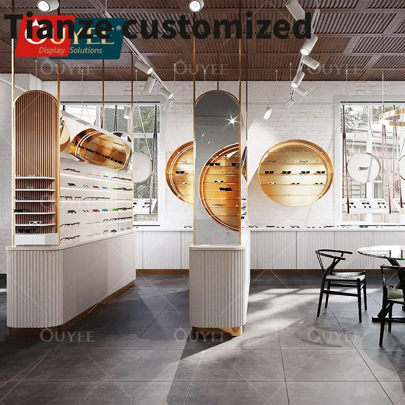 Customized-optical shop furniture sunglasses floor display cabinet wooden sunglass display stand eyeglasses display ca