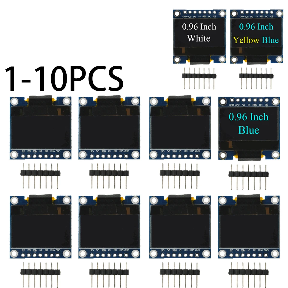 Placa de pantalla LCD para Arduino, módulo de pantalla OLED de 0,96 pulgadas, serie IIC SPI, 7 pines, Blanco/azul/Amarillo, Azul/amarillo, SSD1306 12864