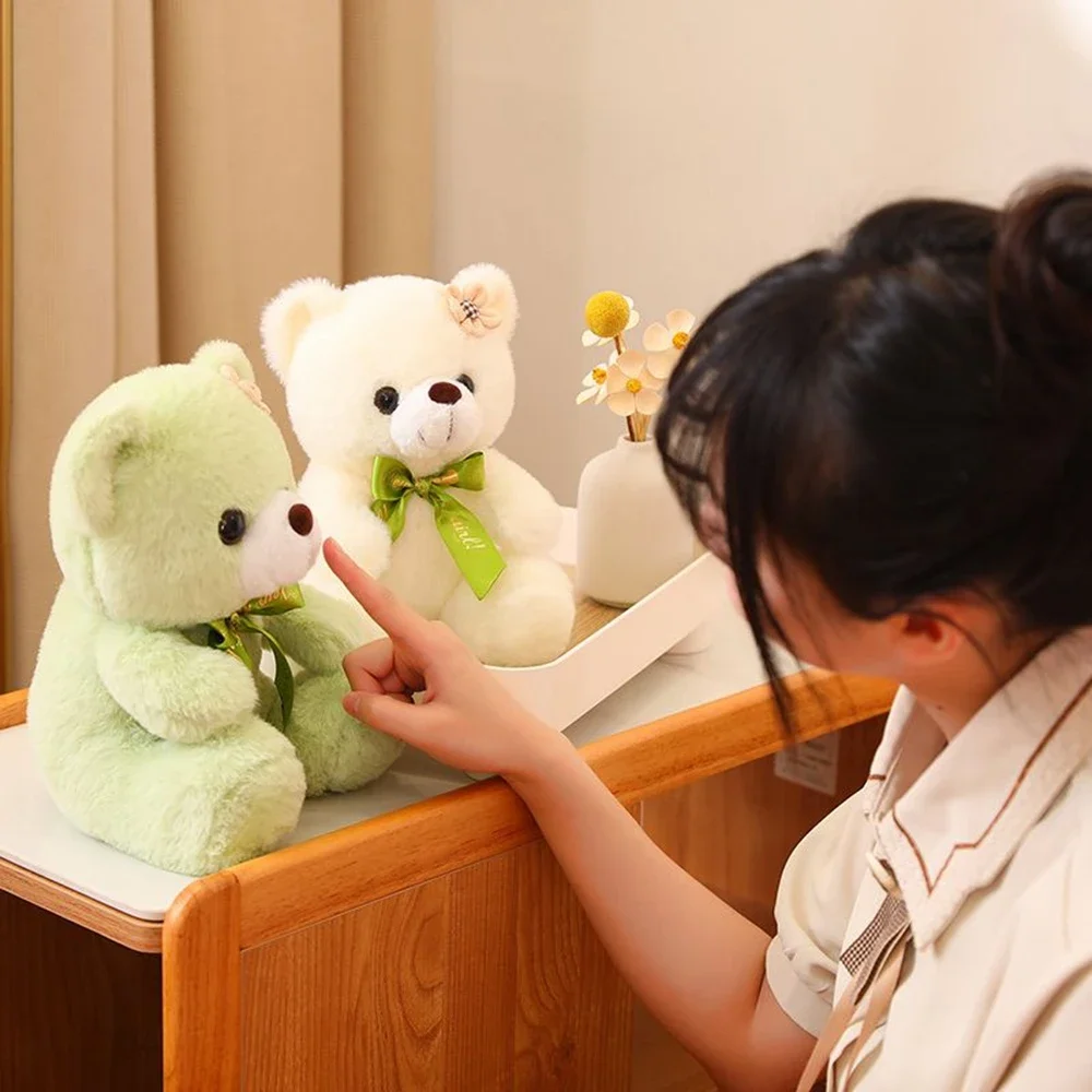 20CM Small Cute Teddy Bear Plush Toy Bow Super Soft Sitting Posture Panda Comfort Doll Give Children Birthday Gifts