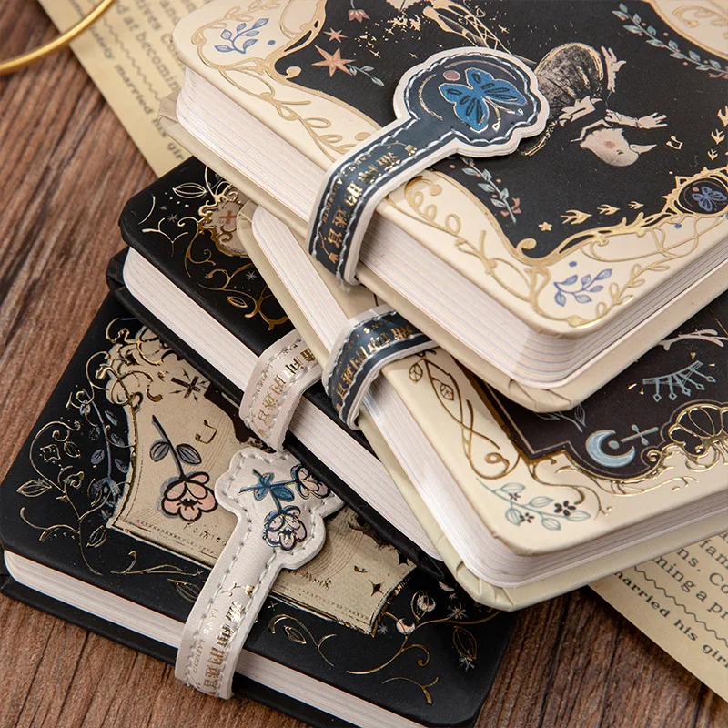 Creative square magnetic buckle notebook small portable gilded hand ledger European vintage hardbound notepad study supplies