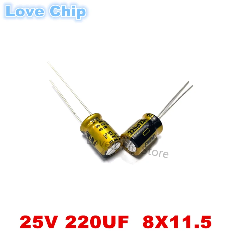 

10Pcs/50Pcs/100Pcs NICHICON 220UF 25V 8X11.5mm FW Series Electrolytic Capacitors Hi-Fi Audio Capacitor New and Original 25V220UF