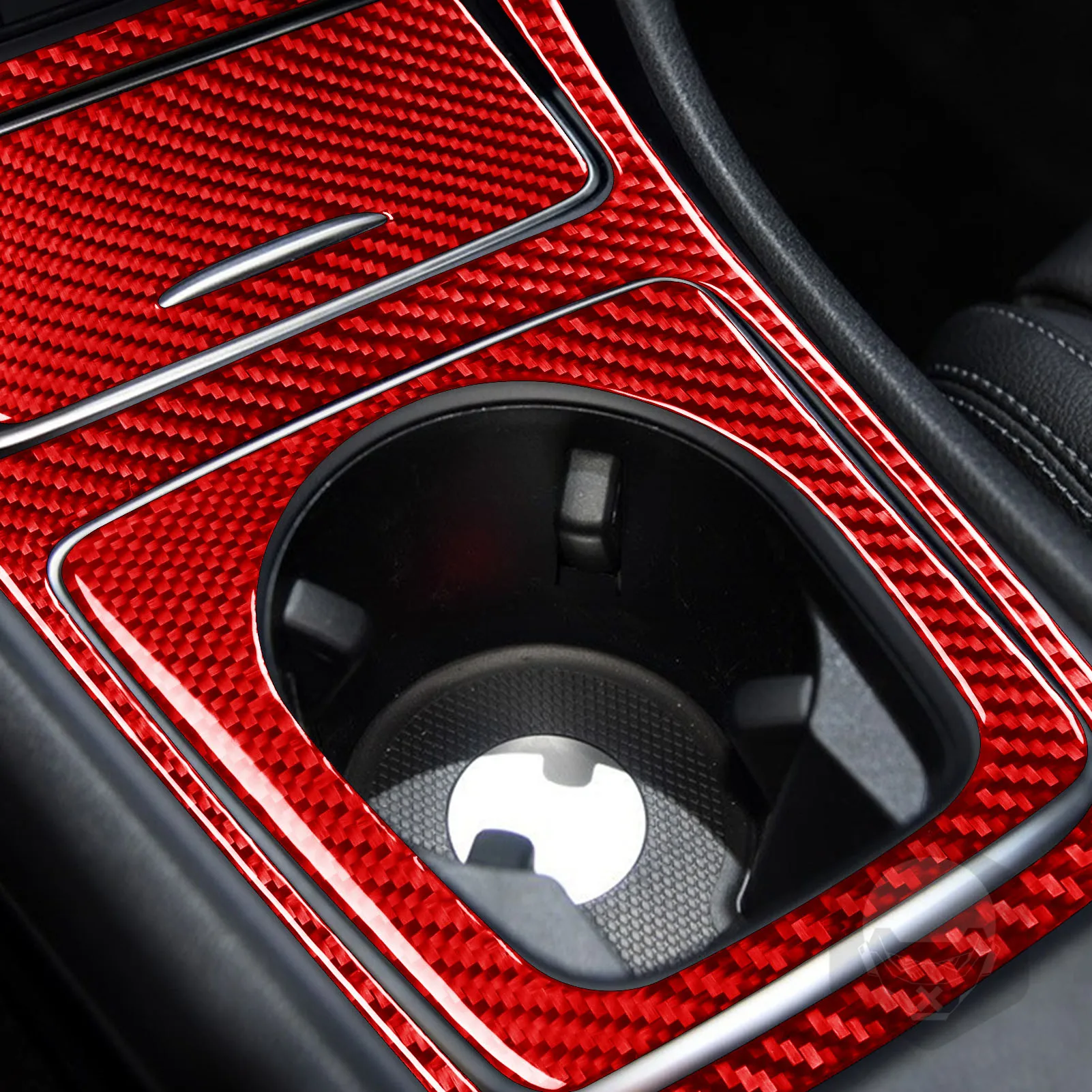 For Benz CLA C117 14-18 GLA X156 15-19 Real Carbon Fiber Central Cup Holder Panel Cover Car Interior Accessories Sticker Suit image 2