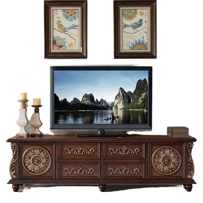 European TV cabinet, solid wood American film and television bedroom small floor cabinet 1.5 1.8 2 meters