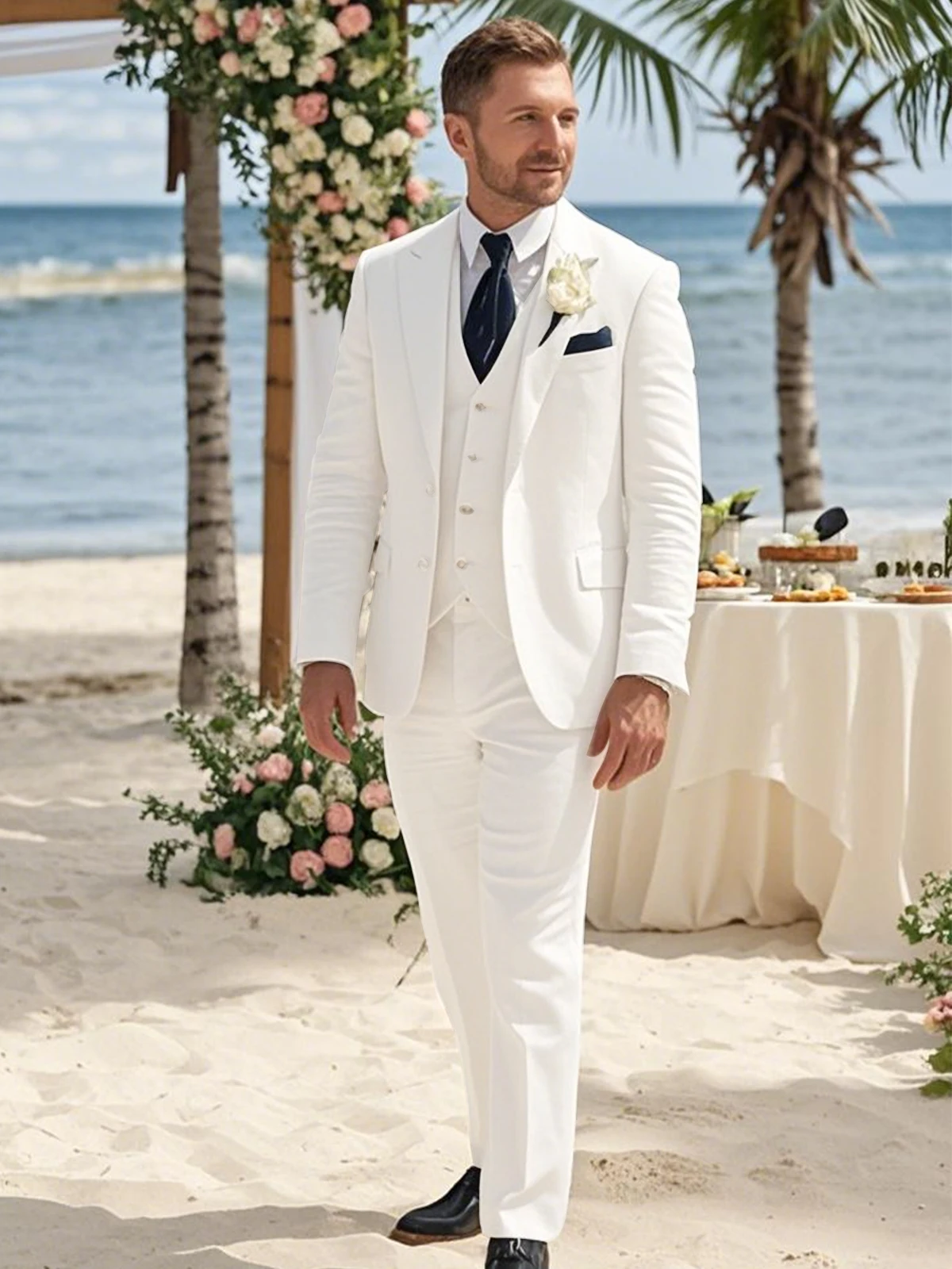 Wedding Summer Linen Suits for Men Beach Casual Slim Fit Blazer Masculino Costume Vest for Man Light Thin 3 Pièces Pour Homme
