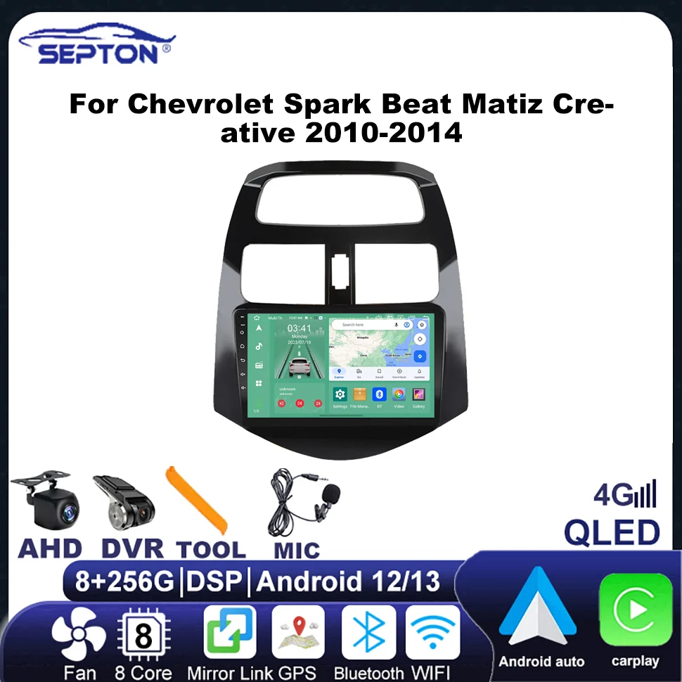 

SEPTON Android Car Radio for Chevrolet Spark Beat Matiz Creative 2010-2014 Navi GPS Multimedia Player 8G+128G Carplay 2 Din 4G