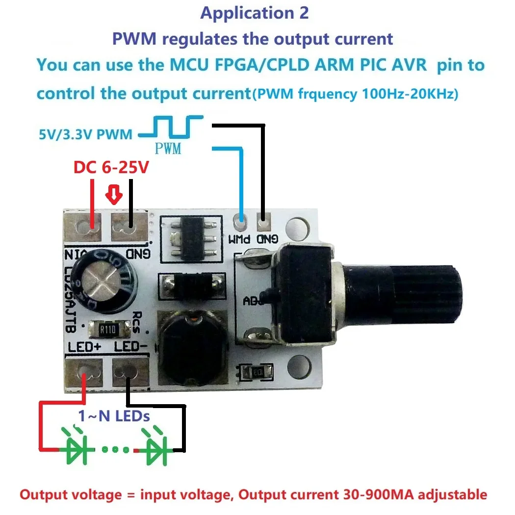 3PCS LD25AJTB 20W 6-25V Multifunction Handle Adjustment LED Driver PWM Controller DC-DC Step-down Constant Current Converter