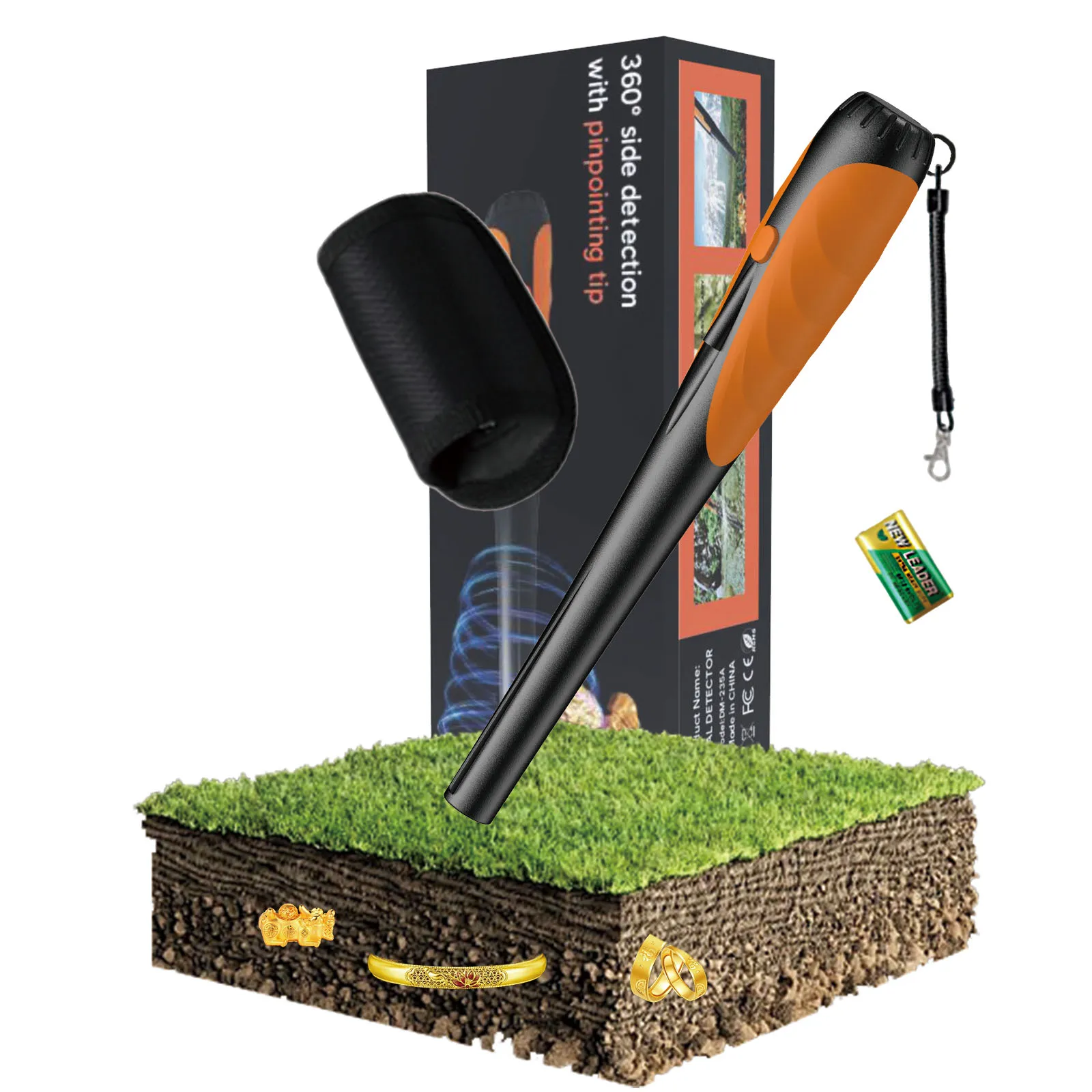360 Degree Detection Round Rod Small Metal Detector with Sound/Vibration/Sound &Vibration Waterproof IP68
