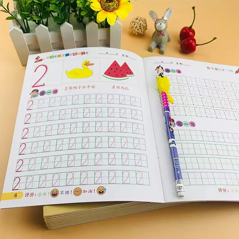 32 Pages d'apprentissage de l'écriture des chiffres de mathématiques de l'alphabet pour les enfants, exercices de maternelle, livres de pratique de calligraphie