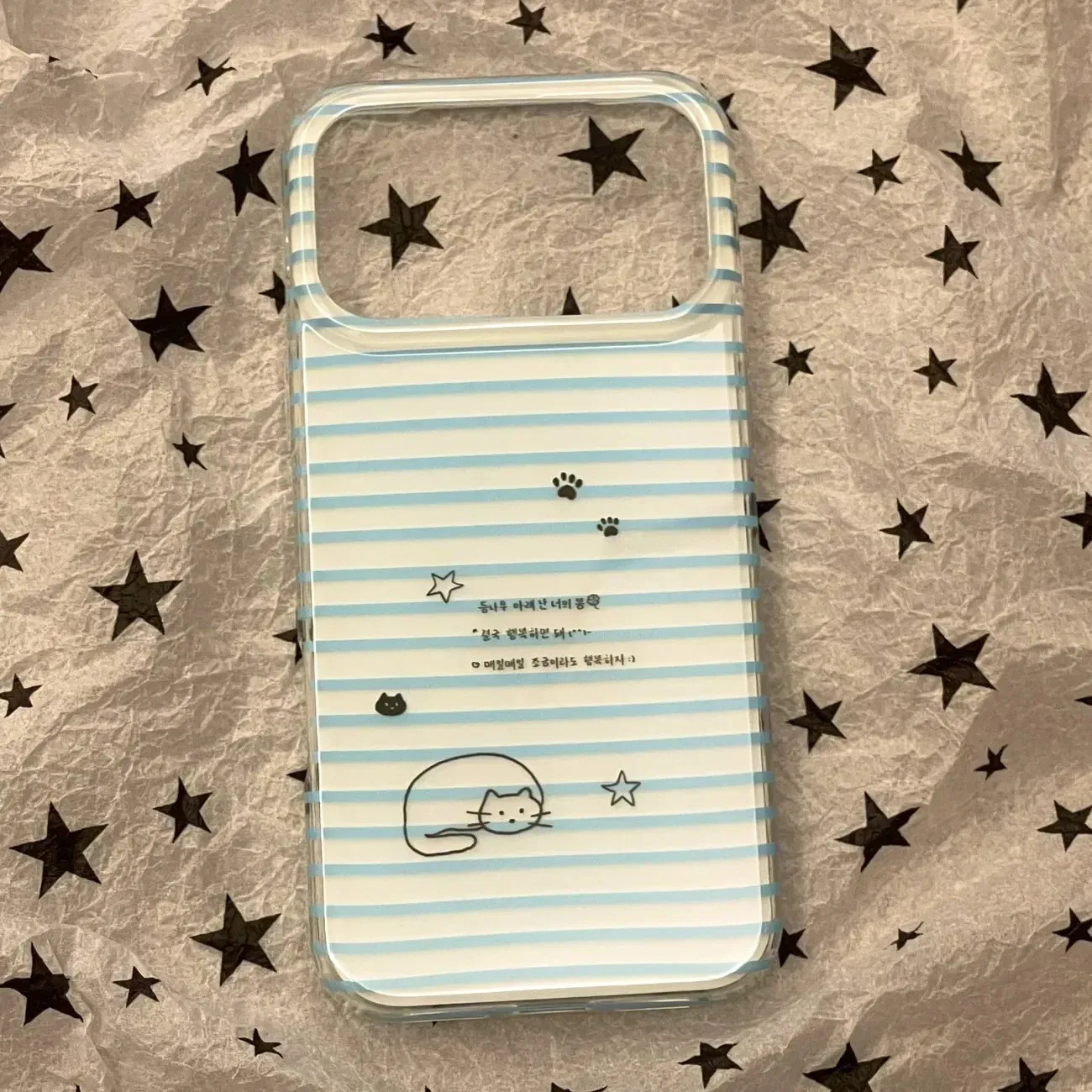 Ins Blue Striped Cat Cute Phone Case for Samsung Galaxy A37 A57 A17 A07 A56 A36 A26 A73 A55 A54 A53 A52 A34 A33 A23 A14 A13 4G5G