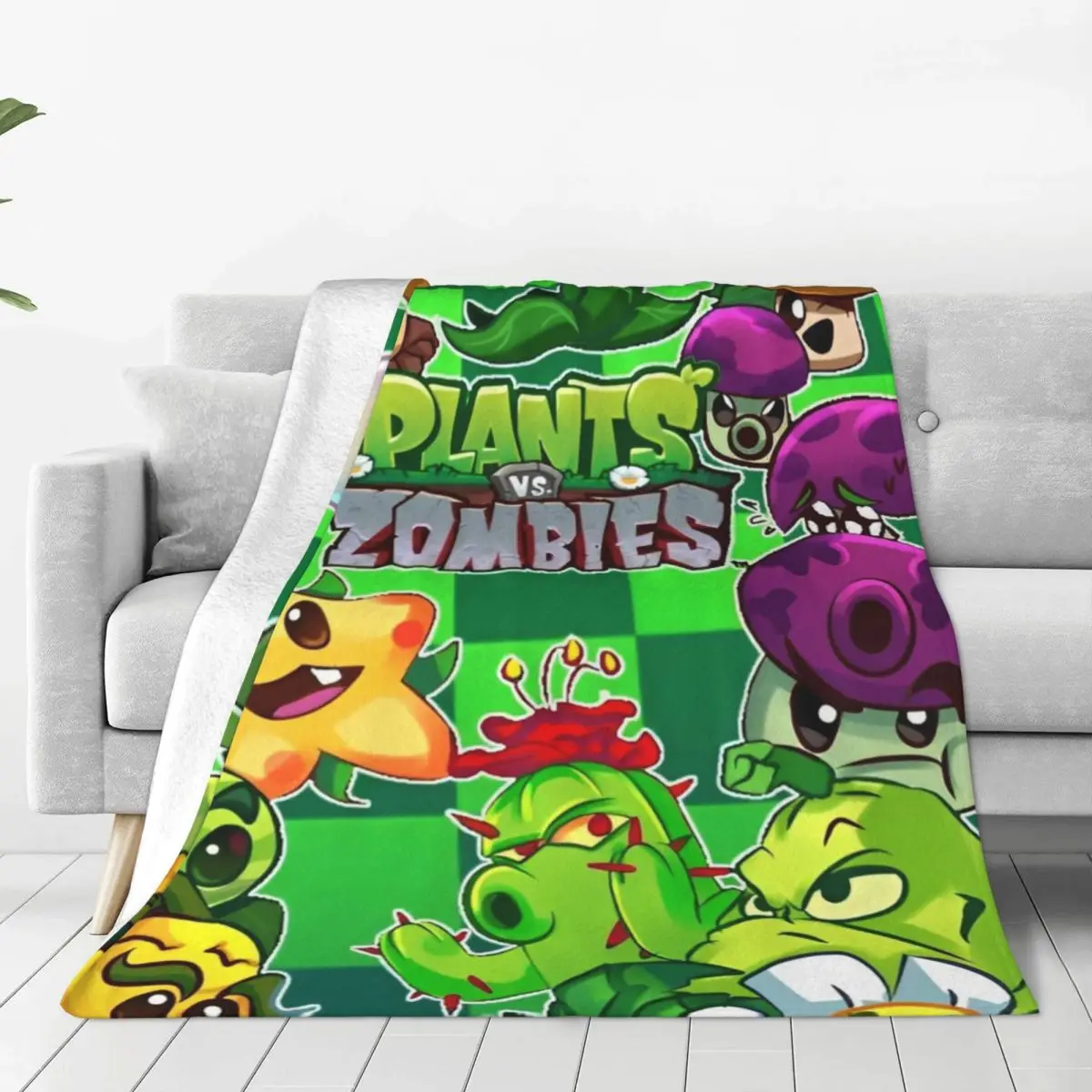 Game P-Plants-vs-Zombie Blanket Quality Warm Throw Blanket Spring Camping Couch Chair Sofa Bed Pattern Bedspread