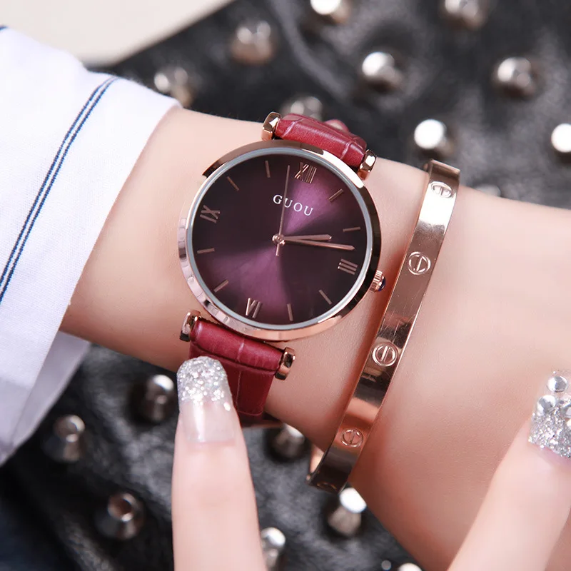 Trendy And Fashionable Korean-Style Vintage Women'S Watch With A Beautiful And Simple DesignLeather Strap, Perfect For Students.