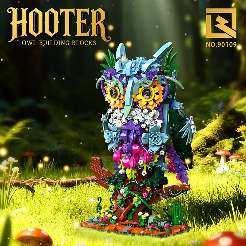 

Mechaincal Flower Owl Building Block Set 3D Animal Bird Model Kit Desktop Home Office Decor Birthday Christmas Gift Boy Girl