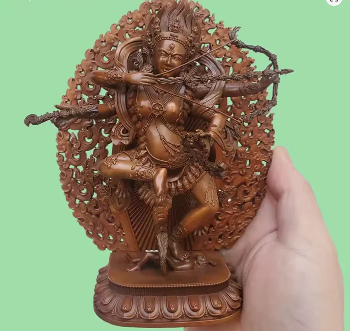15cm Red Copper Carving Kurukulle Sculpture Nepal Tibet Buddhism Red Tara Goddess Statue