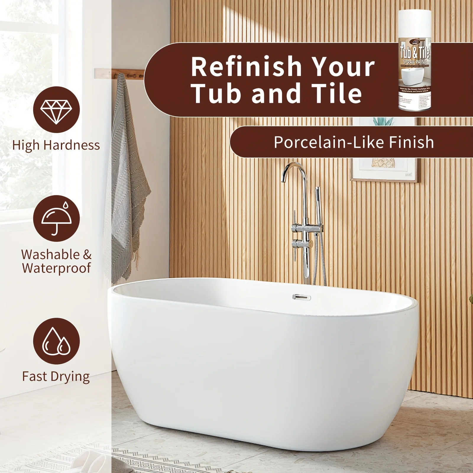 

2 PackTub and Tile Spray Paint White Gloss Aerosol Spray Tile Paint Bathtub Refinishing Kit for Tiles Ceramic Porcelain