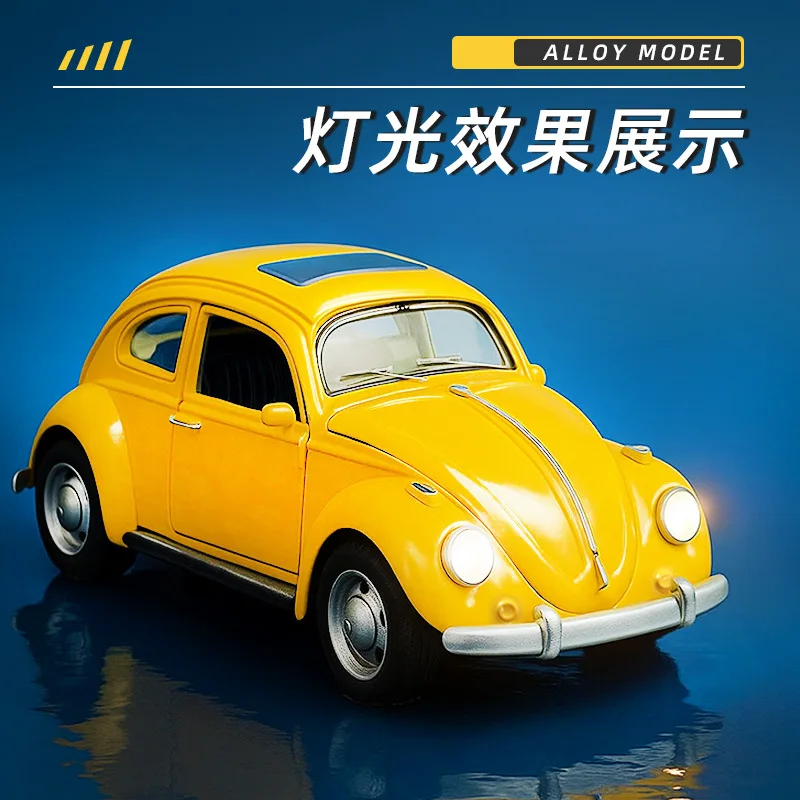 1:32 Beetle AM 300 rétro vintage quatre portes modèle de voiture en alliage avec lumières musique et retirer voiture jouet pour enfants