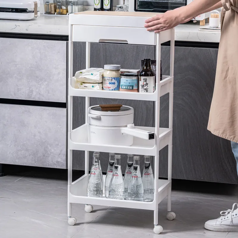 Multi-functional trolley floor rack kitchen living room mobile multi-layer bedroom bedside storage rack