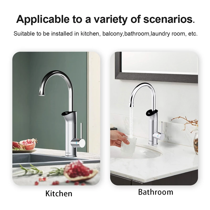 Briwellna 220v aquecedor de água elétrico instantâneo torneira da cozinha 2 em 1 com display digital misturador de cozinha fluindo aquecedor de água