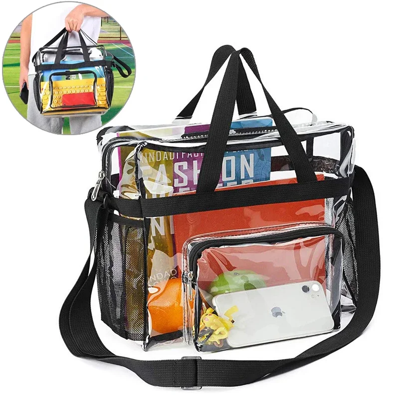 Pvc Transparent Large Capacity Luggage Bag Portable Handheld Travel Organizer Bag Visible Transparent Beach Tote Bag