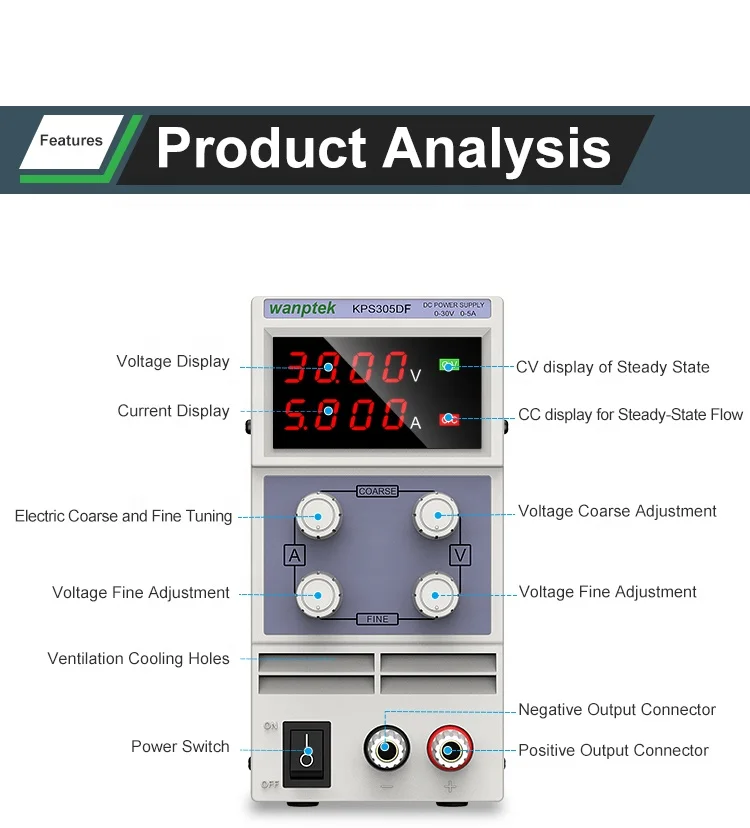 DC Stabilized Power Supply KPS-605DF Laboratory Switching Power Supply 0-60V 0-5A 110V 220V Adjustable