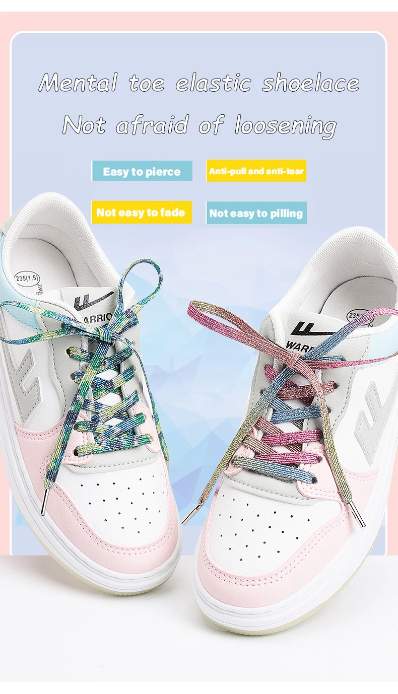 Elastische Schnürsenkel für Sneaker, flache Schnürsenkel, Freizeitschnürsenkel für den Außenbereich, schnelle und sichere Schnürsenkel für Kinder und Erwachsene, Unisex-Schnürsenkel, 1 Paar. – Detail 1
