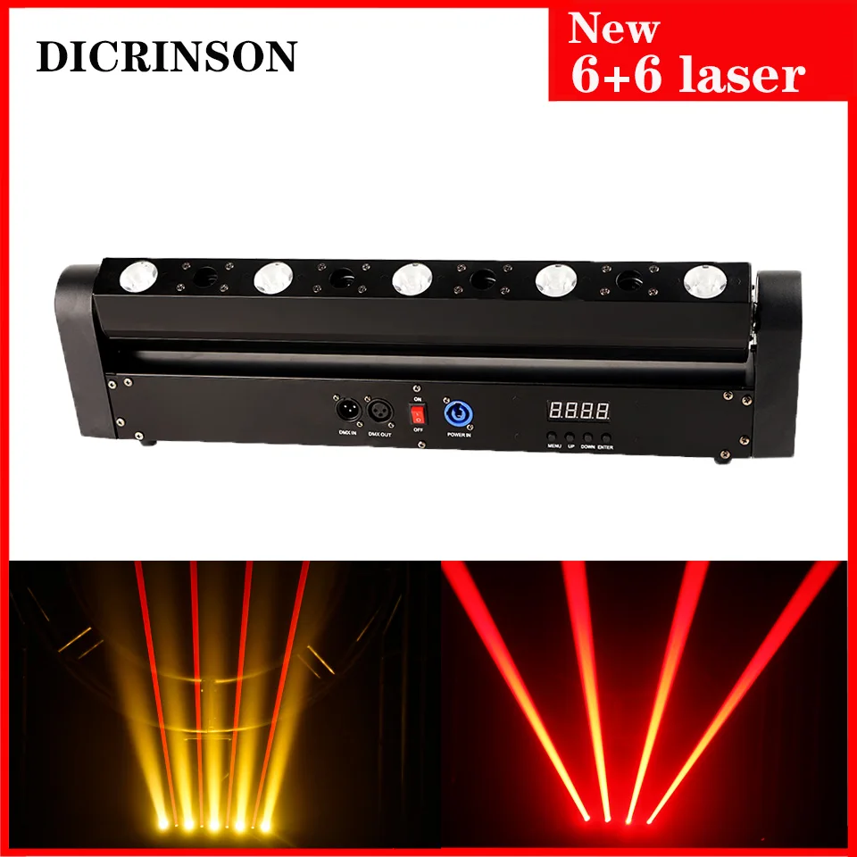 DICRINSON 6 eyes Beam Laser Projector Light Moving Head Lamp Sound Controller RGB DJ Disco Stage Lighting Effect for Parties Bar