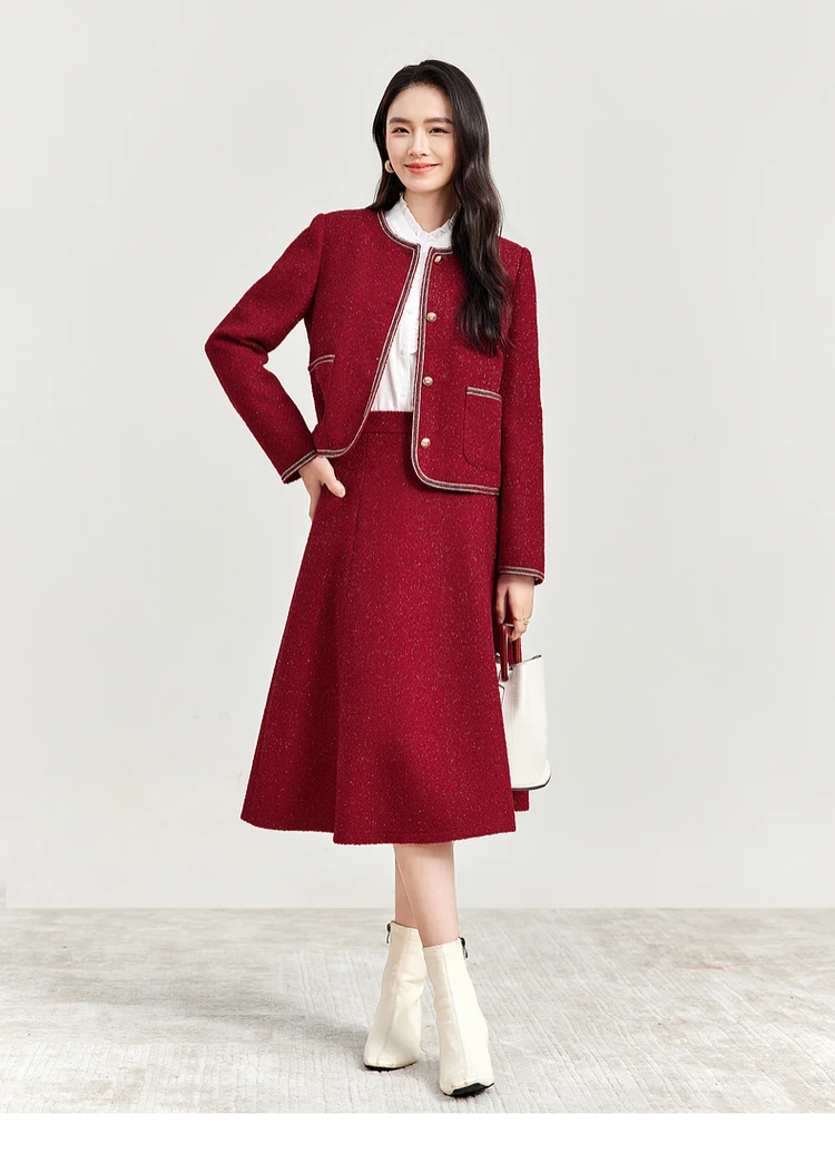 SENTUBILA 2 Piece Sets Outfits Women Winter Chic Cropped Jackets A Line Elegant Skirt Luxury Evening Party Skirt Sets 144Z57533