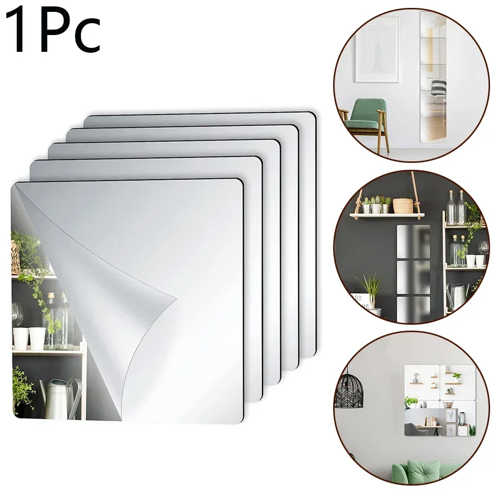 Acrylic Mirrors Set Self Adhesive Mirror Tiles Thick Flexible Unbreakable Mirror Sticker Square Mirror Wall Stickers 20 X 20