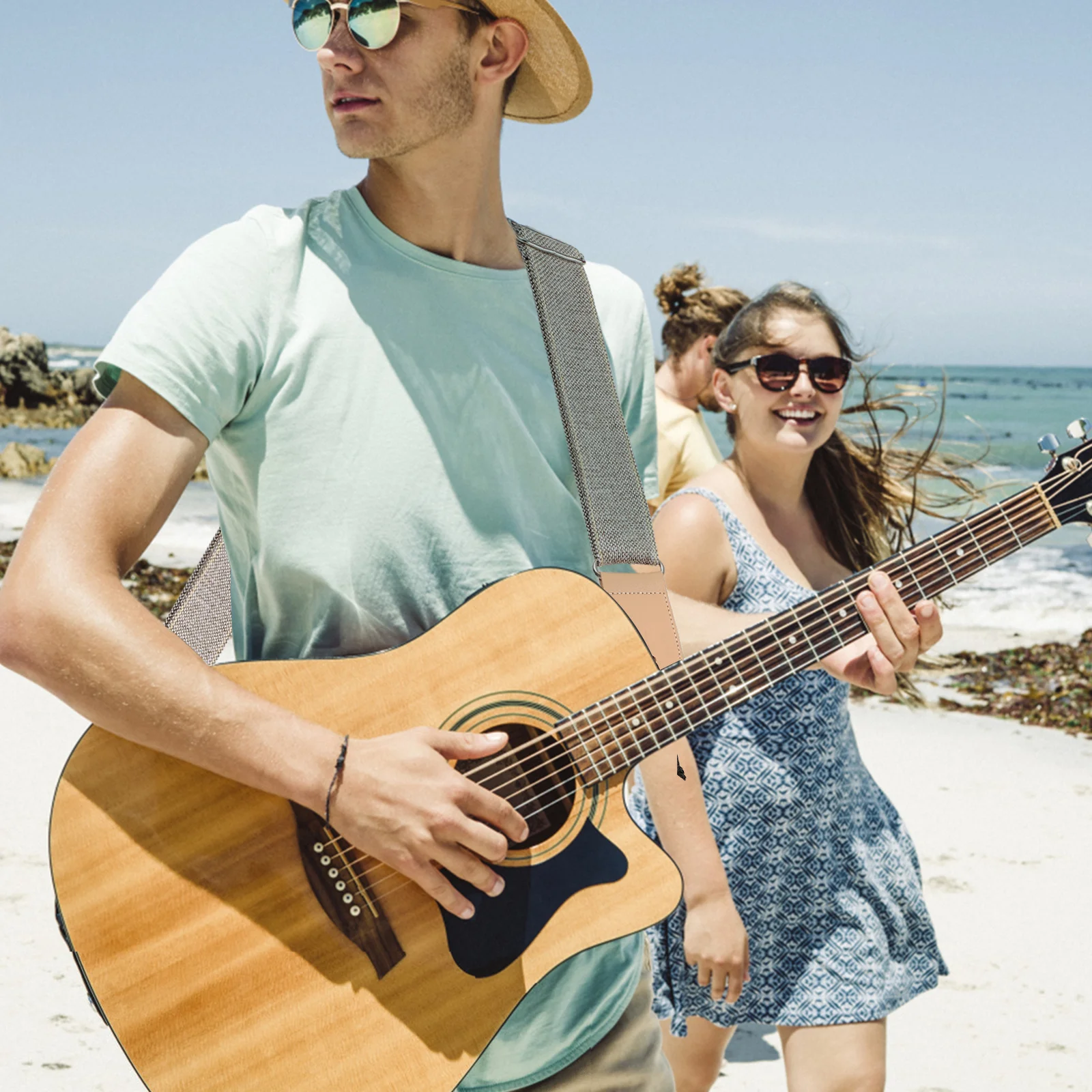 

1pcs Guitar Tail Nail Strap Adjustable Cotton Linen Bass Shoulder Belt For Electric Acoustic Guitar Replacement Slings