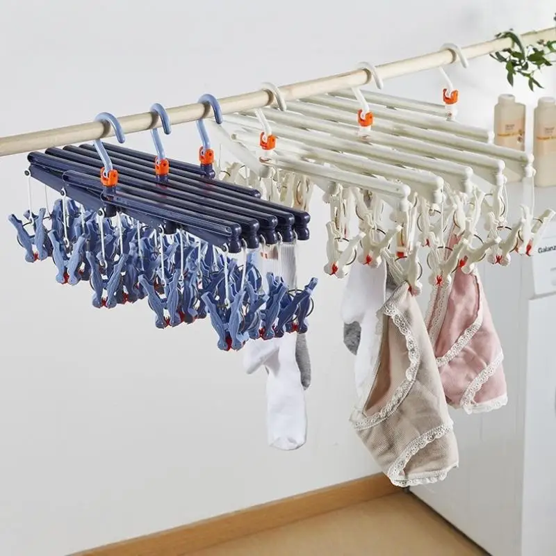 Folding Clothes Airer Hanger Telescopic Socks Clothes Dryer Hanger Windproof Socks Underwear Drying Rack Storage Laundry Rack