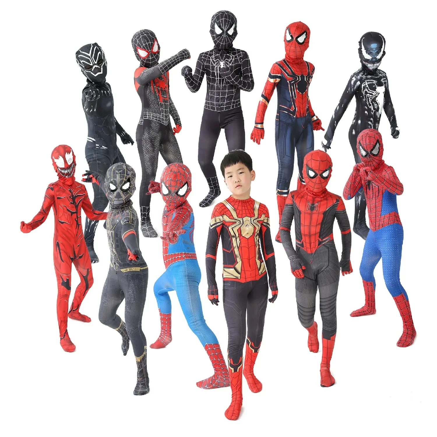 

12 Kids Style Superhero Spiderman/Black Panther/Venom Halloween Party Christmas Cosplay Spiderman Costume Children Gifts