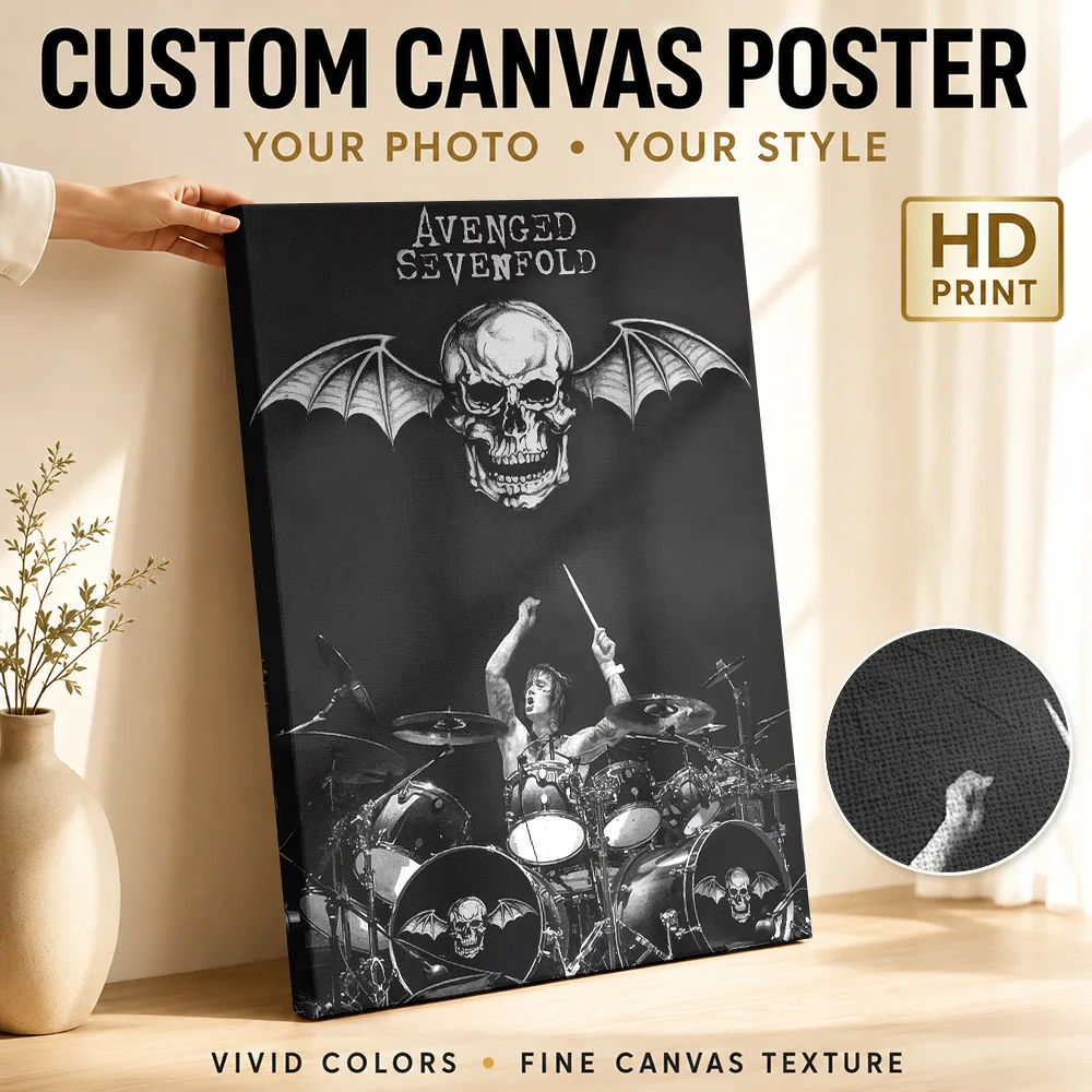 Avenged Sevenfold Drummer Tribute Framed Canvas Print Poster Bold Style Wall Art With Customized Photo For Study Ideal Fan Gift