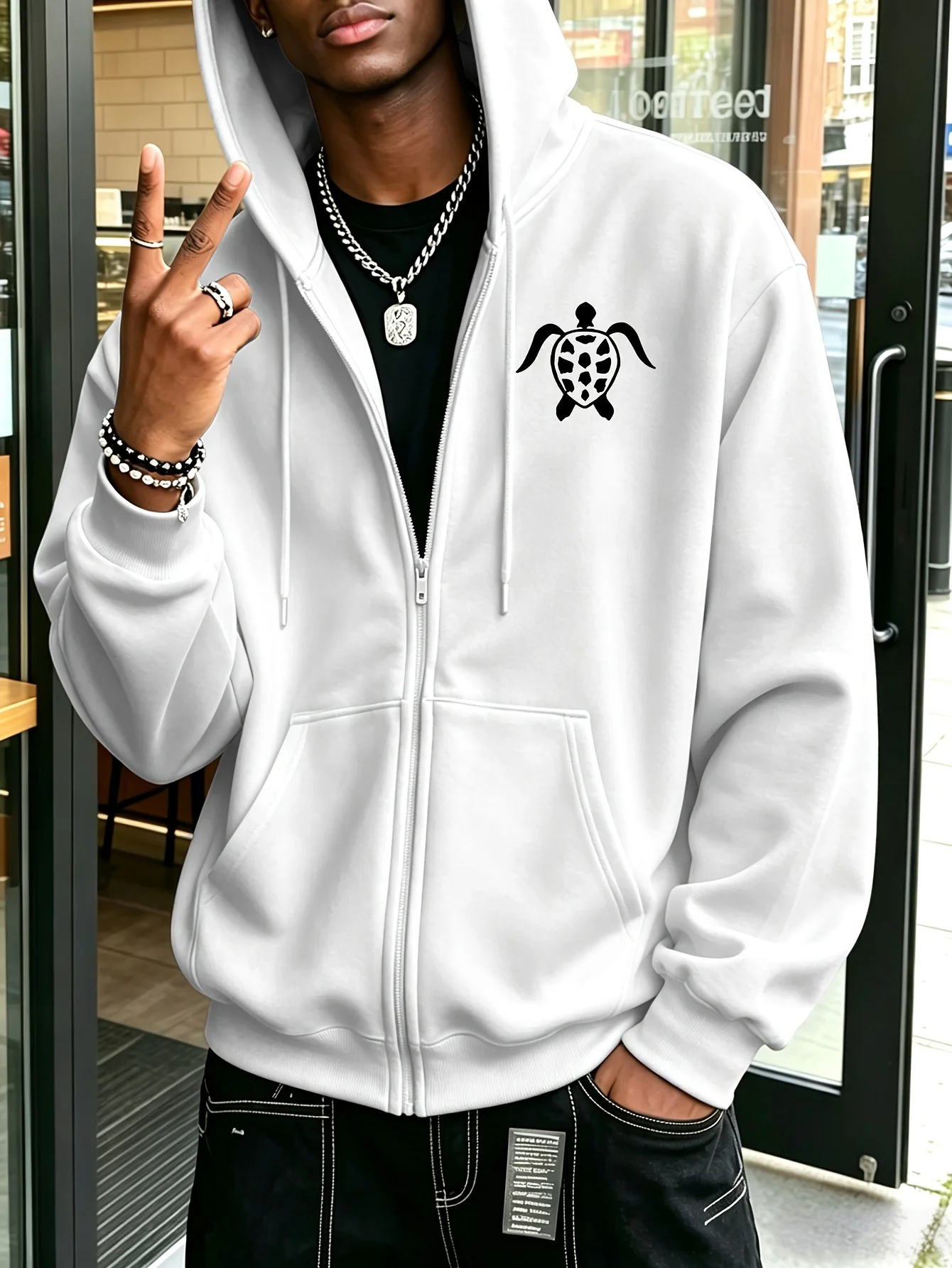 Cartoon Turtle Men's New Trendy Autumn/Winter Fashion Zipper Hoodie Casual Daily Zipper Hoodie Sportswear Unisex Top