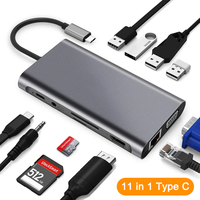 11 in 1 Docking Stations Type-C to HDMI 4K Gigabit LAN PD100w USB HUB Multi Functional Expander For Laptop/Mobile phone/Handheld