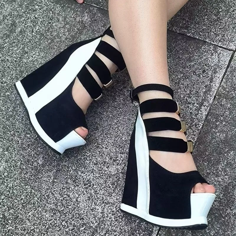 

Hate Tian Gao Women Wedge Sandals 2026 Peep Toe Buckle Shoes Woman Platform Wedges Fashion Summer Super High Heel Shoes