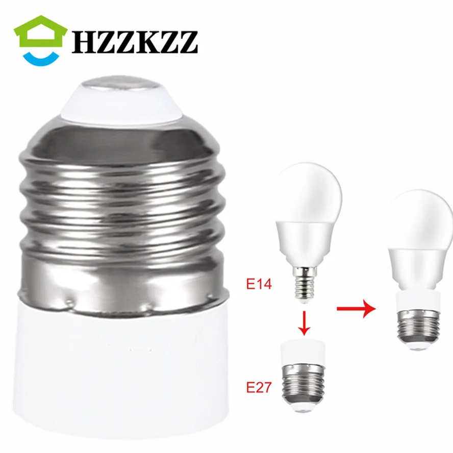 

HZZKZZ E27 to E14 Lamp Holder Converter E14 Lamp Socket Adapter E27 Lamp Base Fireproof Material Screw Mouth Lamp Socket Changer