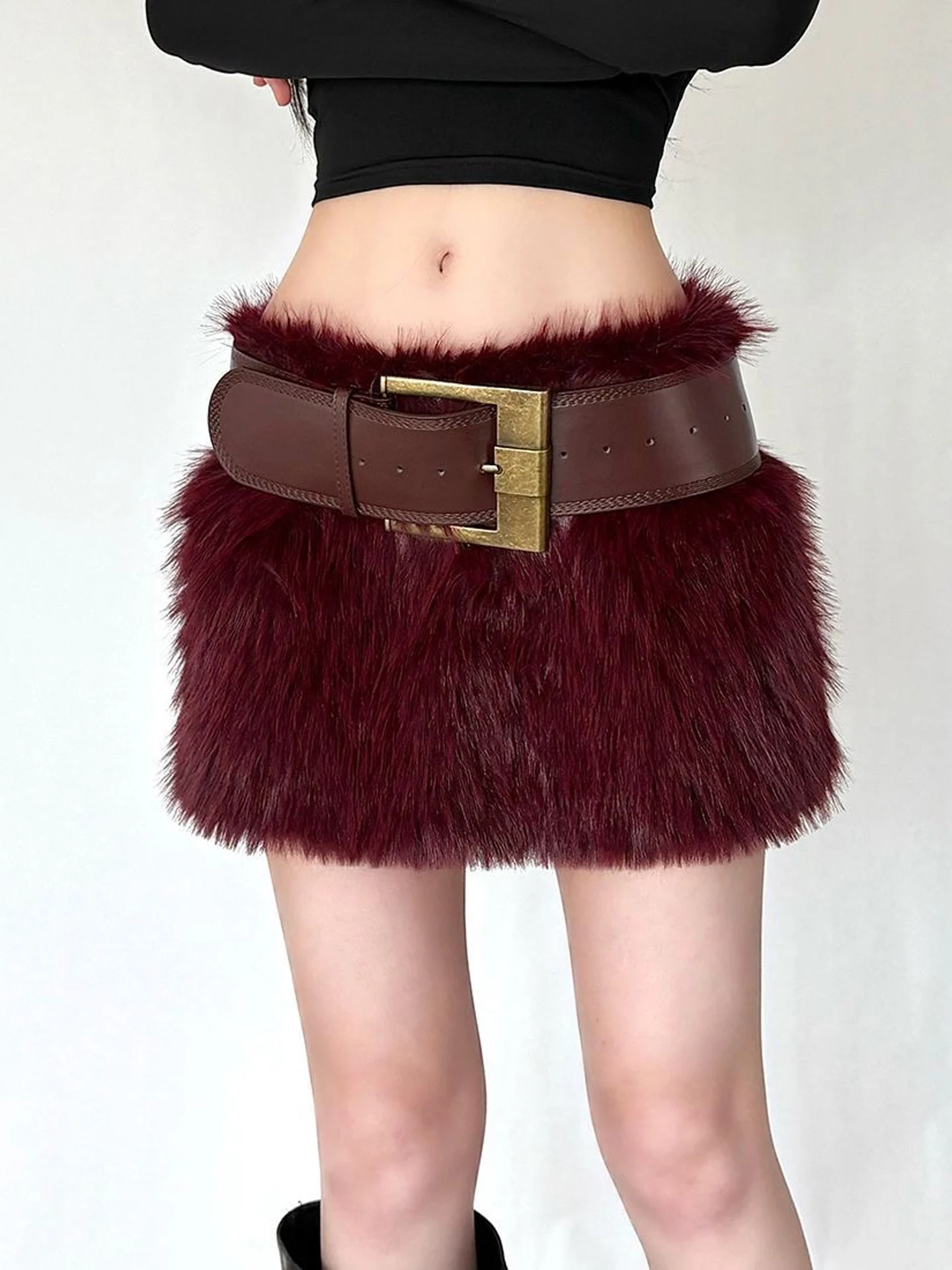 Spicy Girl Retro Soft Plush  Skirt Women's Autumn New Design Slimming Versatile Bodycon Short Skirt Trendy High Waist A-L...