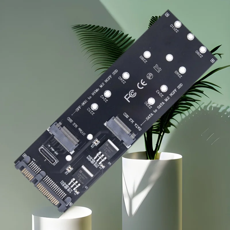 

10Gb SFF-8611 to NVME M2 + SATA to M.2 NGFF SATA SSD 6Gbps Adapter Converter Expansion Card Riser Board Support 2230-2280 M2 SSD