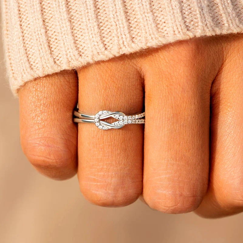 Huretailers-Bague Chic en Argent pour Femme, Bijoux Bling, Cubique, Contre-indiqué, Pierre de Conia, Accessoires de Mode, 03/Wear, Barrage, pour Fille