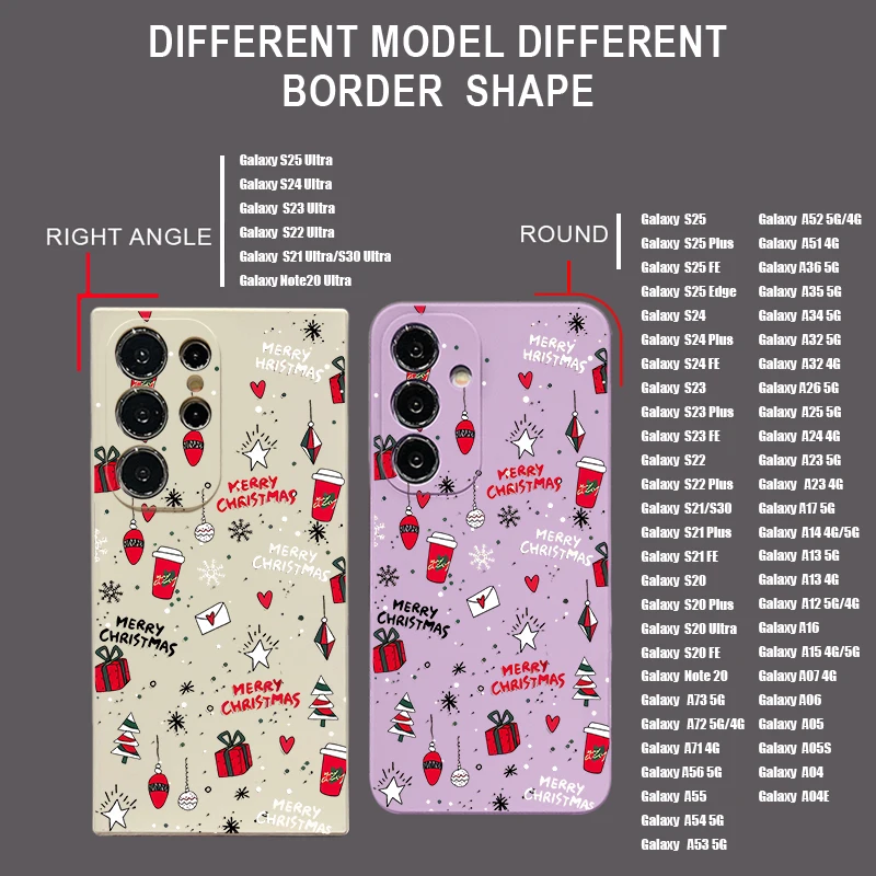 Merry Christmas Phone Case For Samsung Galaxy S24 S25 FE S25 S23 S22 Ultra A17 A56 A16 A55 A25 A15 A36 A35 A54 5G Soft TPU Cover