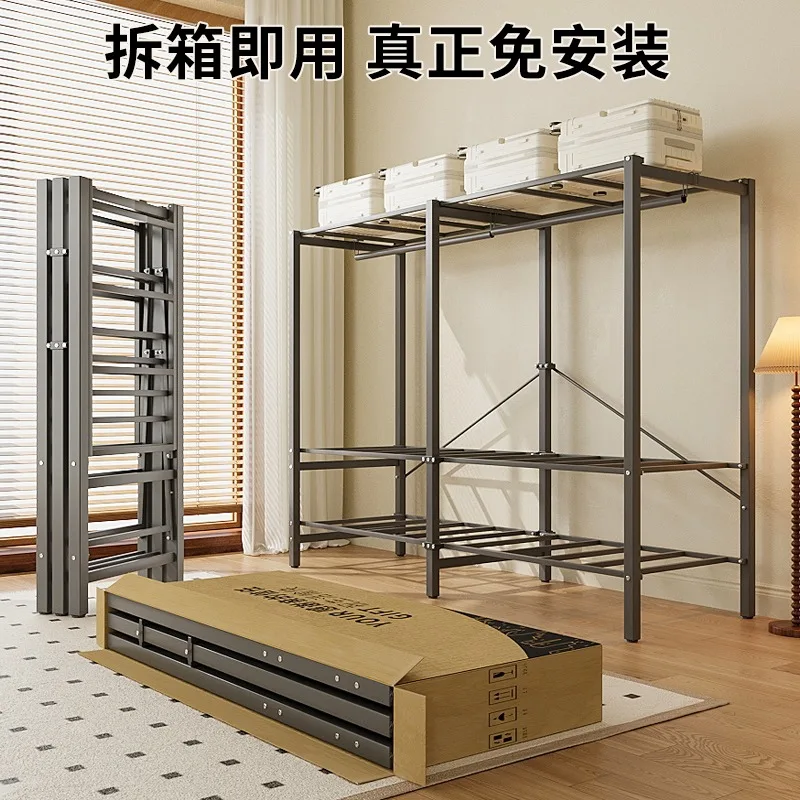 Wardrobe Bedroom Home Rental Room Free Installation Folding Cloth Wardrobe Simple Full Steel Frame Metal Wardrobe Storage Cabine