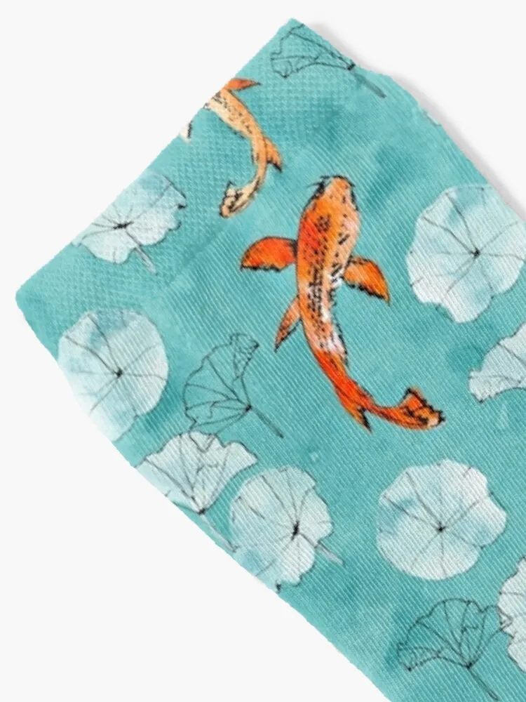 Waterlily koi in turquoise Socks Thermo Socks For Men