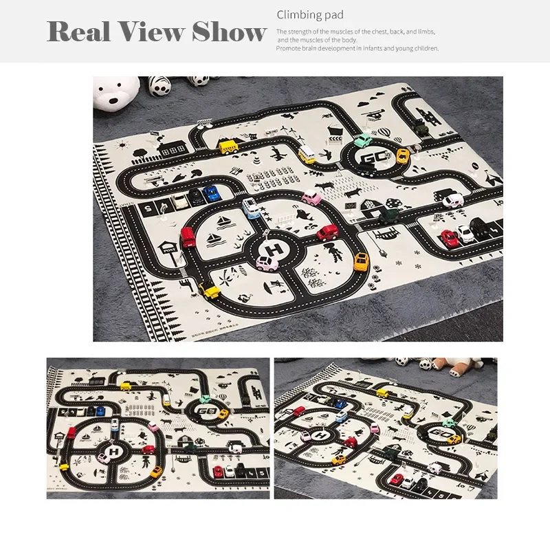 83*58 cm/130*100 cm Straße Matte Kinder Verkehrs Auto Karte Pädagogisches Spielzeug Straße Kunststoff Teppich Playmat für Matten Stadt Kinder Spielzeug Spiele – Detail 13