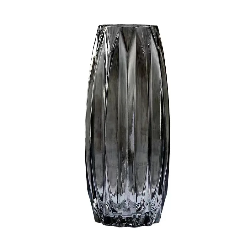 Creative Vertical Rims Glass Vase Simple Home Living Room Decoration Vase Decoration Pieces Dry Flower Water Nourishing Vase