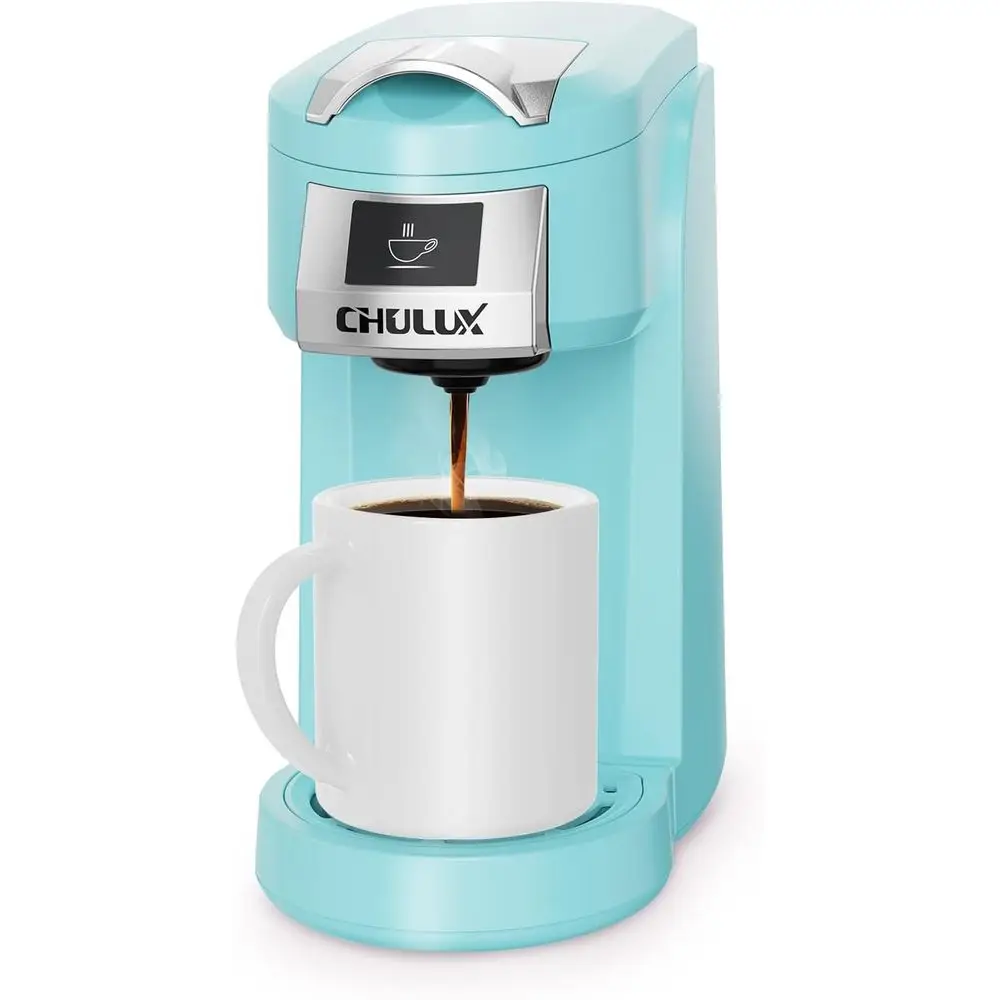 

Classic Single Serve Coee Maker or K Cup, One Button Easy Coee hine or Oice, RV, Travel and Dorm, Aqua