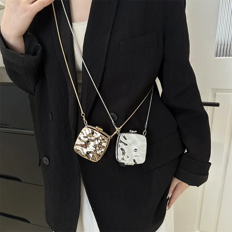 Acrylic Mini Bags for Women Trend 2024 Metallic Fashion Cute Evening Handbag Woman Party Chain Hard Small Shoulder Crossbody Bag